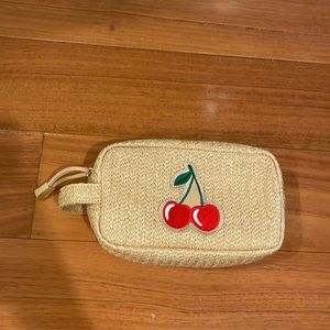 Cherry raffia straw pouch (new)